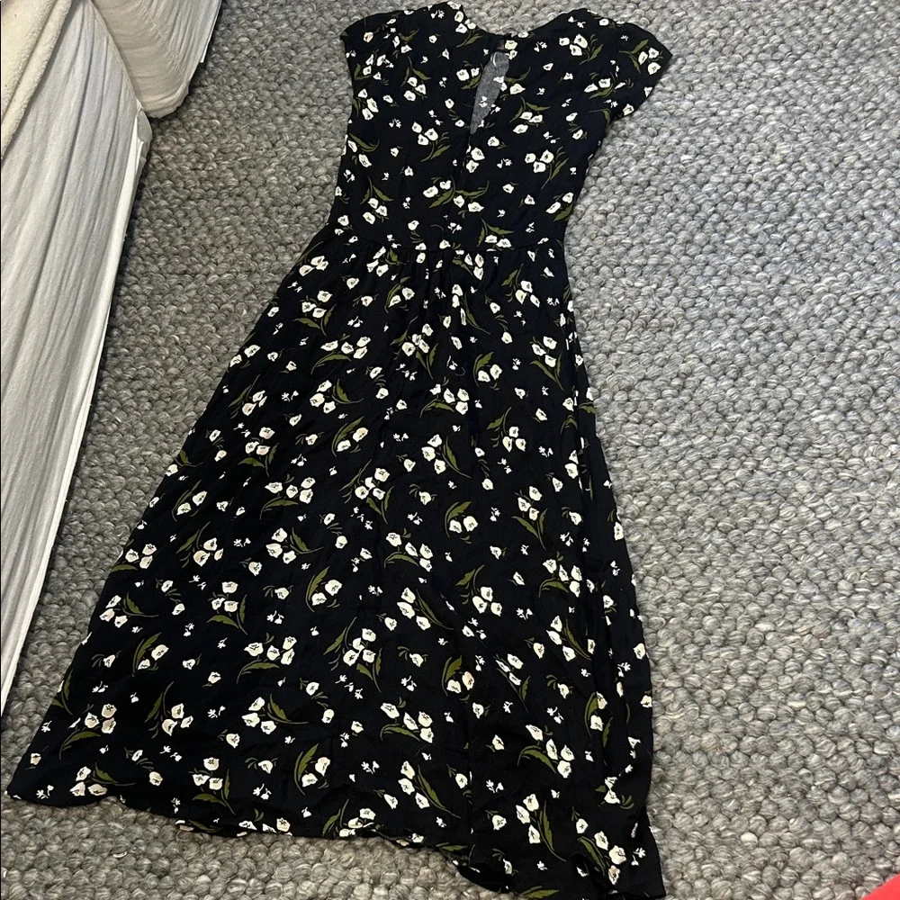 Reformation Gavin Floral Print Cutout Back Midi Dress Size 2 - Picture 11 of 12
